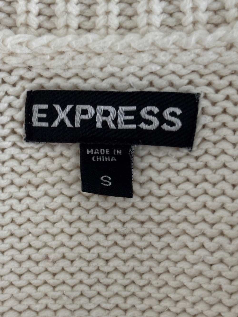 Express Cowl Neck Cable Knit Mini Dress - Cream Size S - Picture 7 of 8